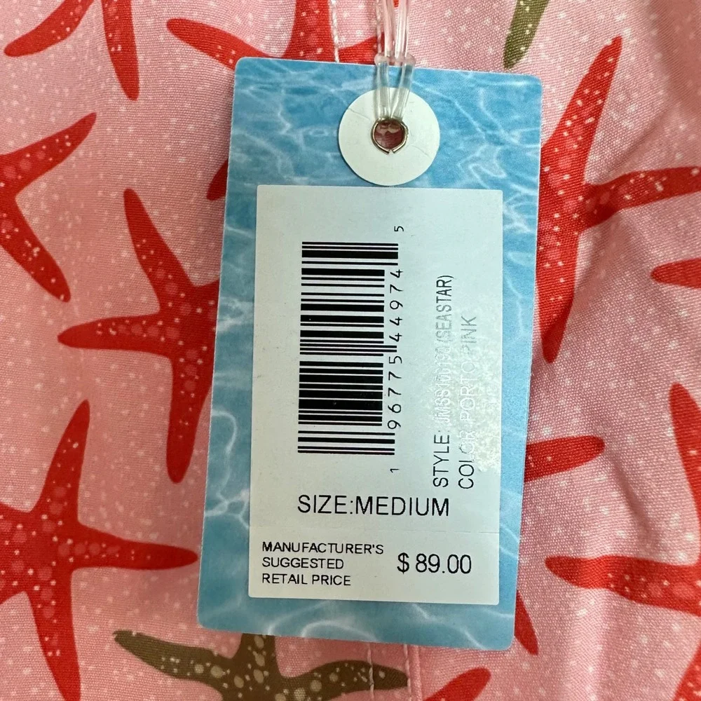 Johnnie-O Mens Seastar Starfish Swim Trunks Porto Pink Medium NWT Beac Vacation